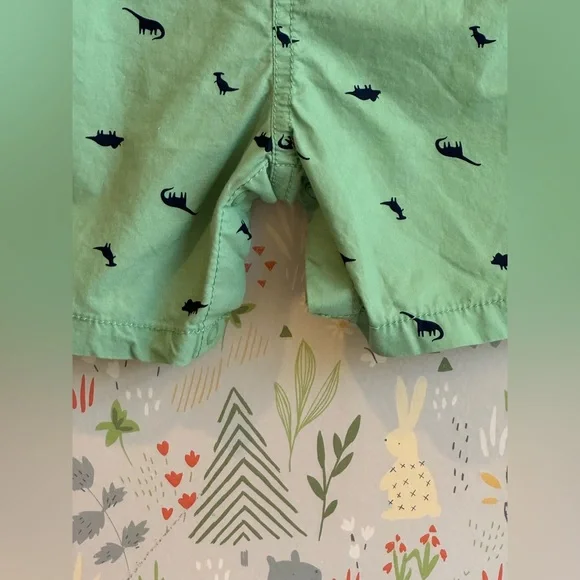 Carter’s Just One You 18 Months Green Dino Print Overall Shortalls EUC - Picture 4 of 8